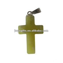 Wholesale natural gemstone cross pendants with silver findings for jewelry necklace;cross stone pendant